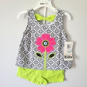 NWT Kids Headquarters Summer Outfit 2pc Girl 24m